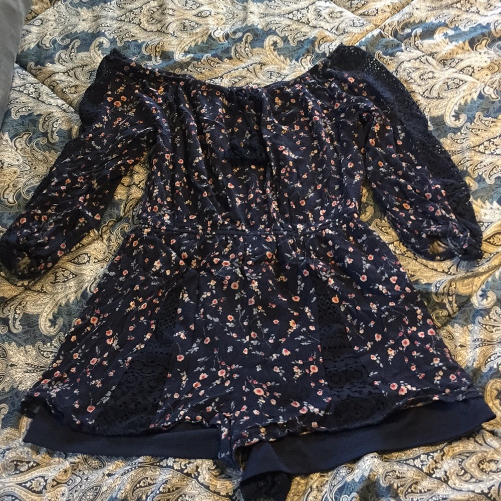 Floral blue romper